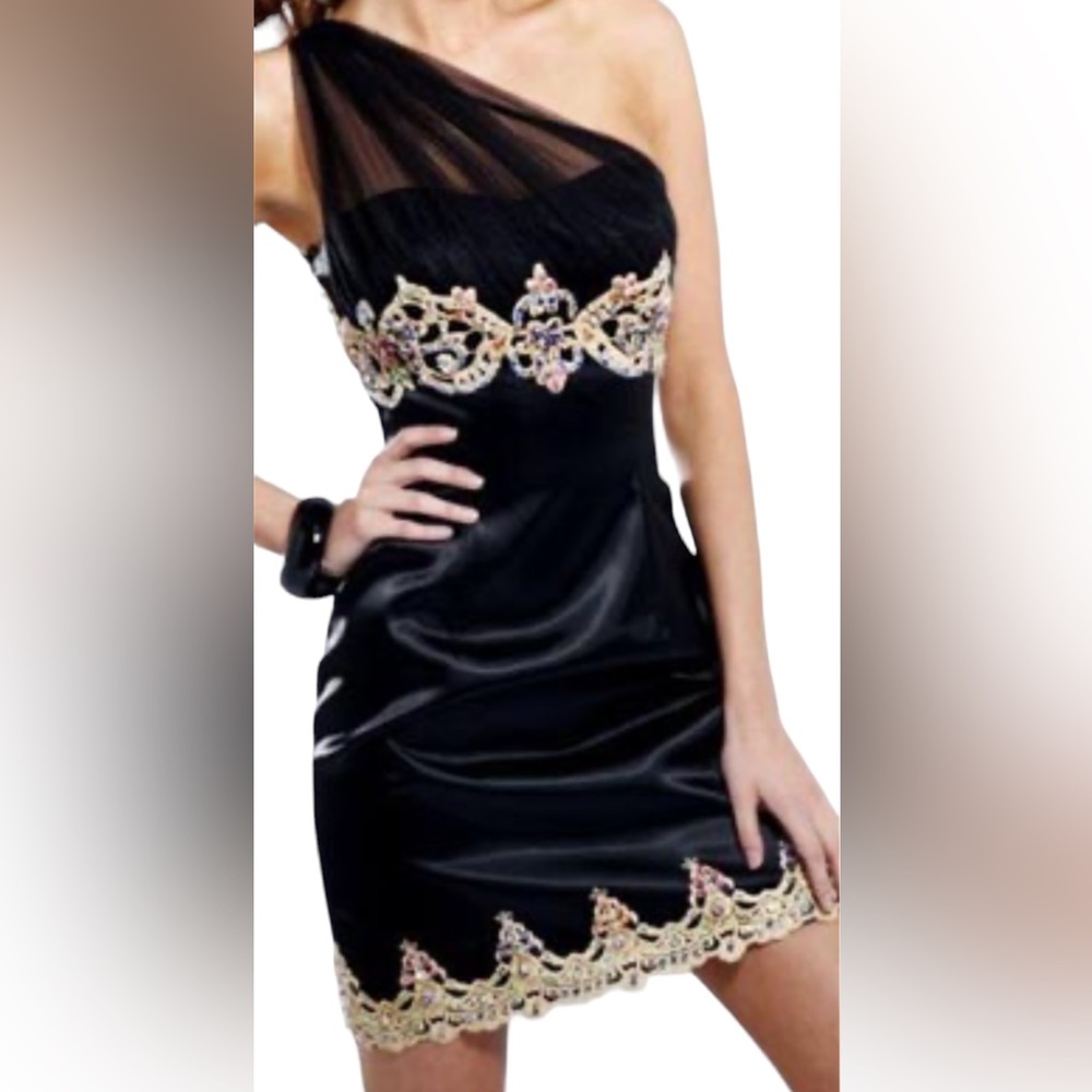 Sherri Hill Cocktail Dress - Size: 16 - Beautiful Fabric, Beading and Stones.